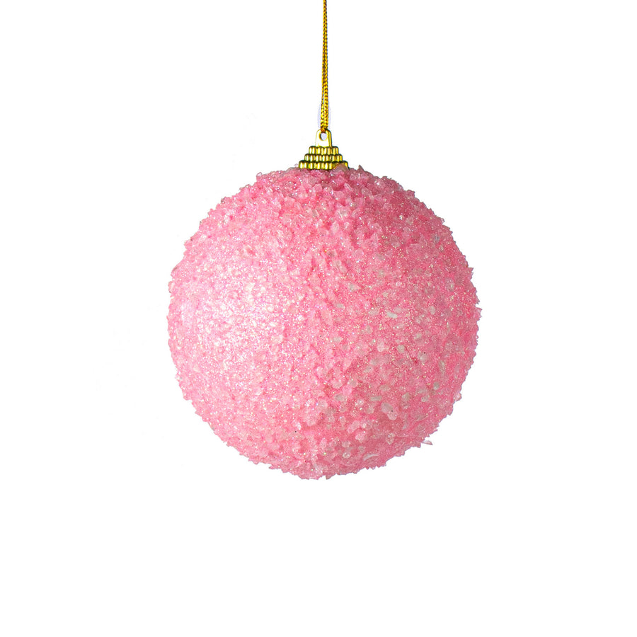 4" Icy Ball Ornament: Pink