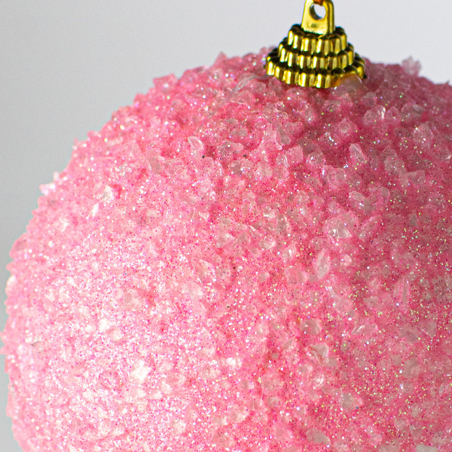 4" Icy Ball Ornament: Pink