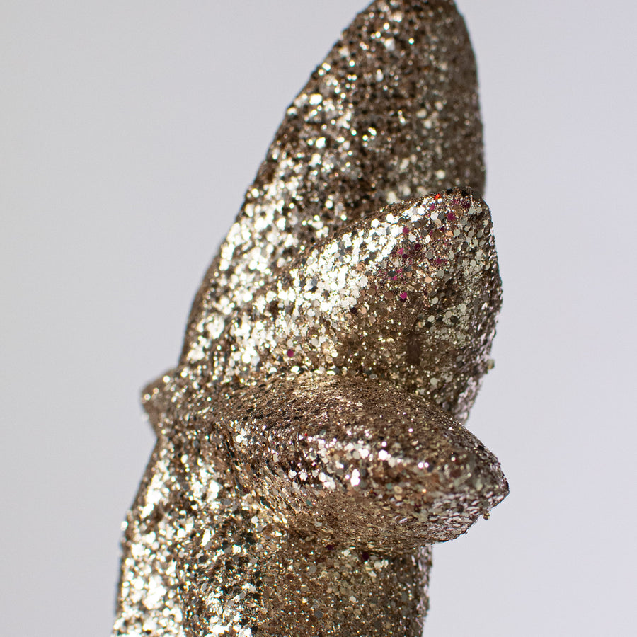 8" Glitter Star Ornament: Champagne