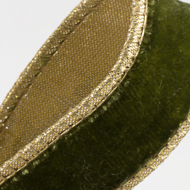 [D Stevens] 1" Lush Velvet Light Gold Back Ribbon: Green (10 Yards)