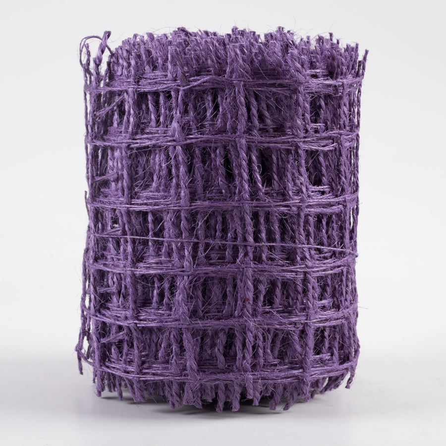4" Jute Check Weave Ribbon: Purple (10 Yards)