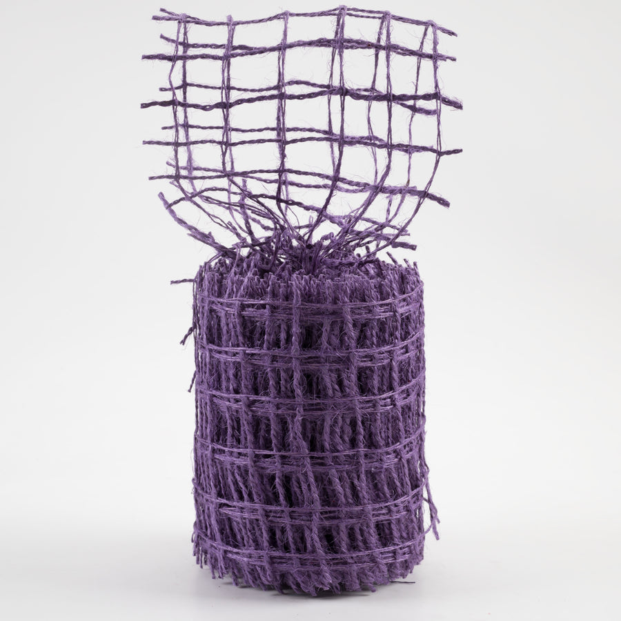 4" Jute Check Weave Ribbon: Purple (10 Yards)