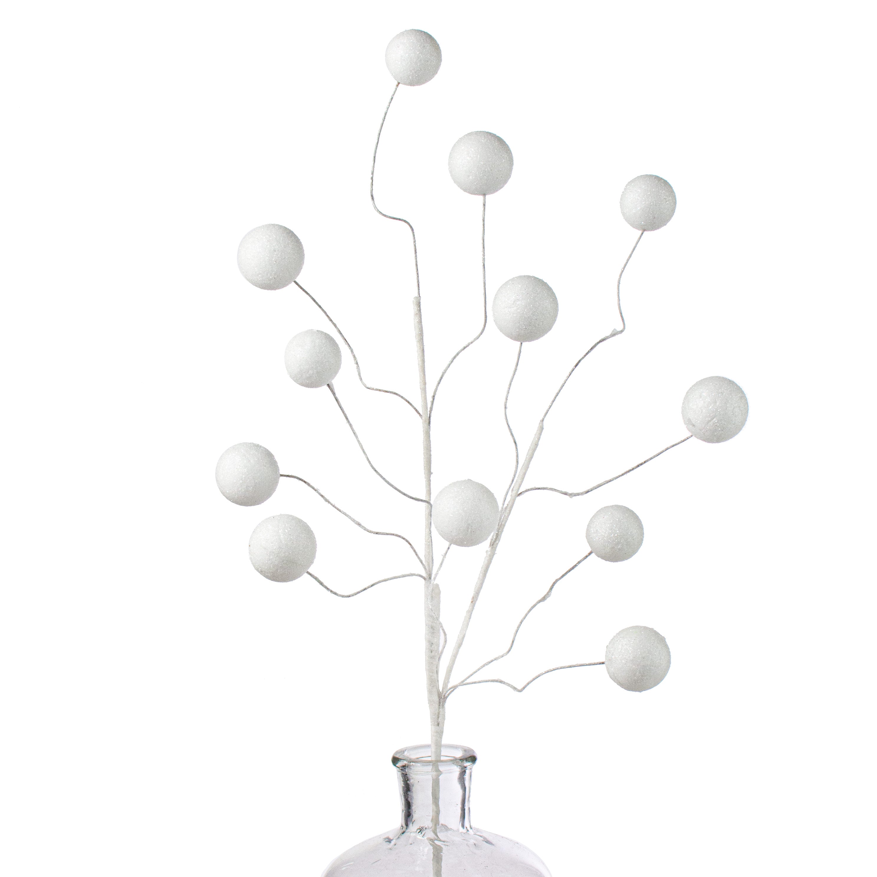 24" Glitter Ball Spray: White