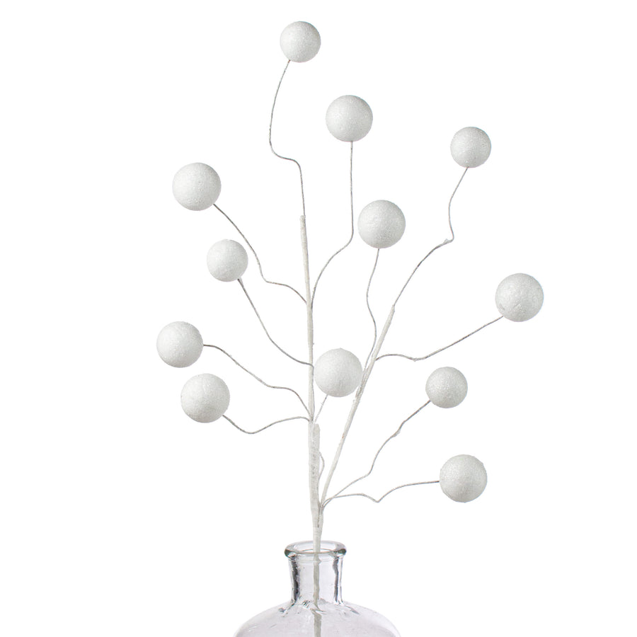 24" Glitter Ball Spray: White