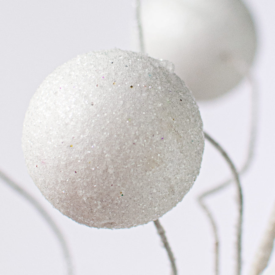24" Glitter Ball Spray: White