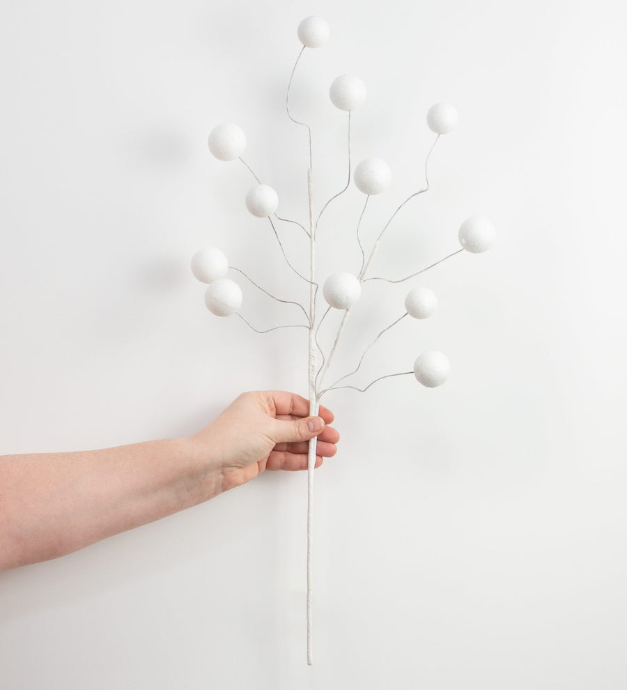 24" Glitter Ball Spray: White
