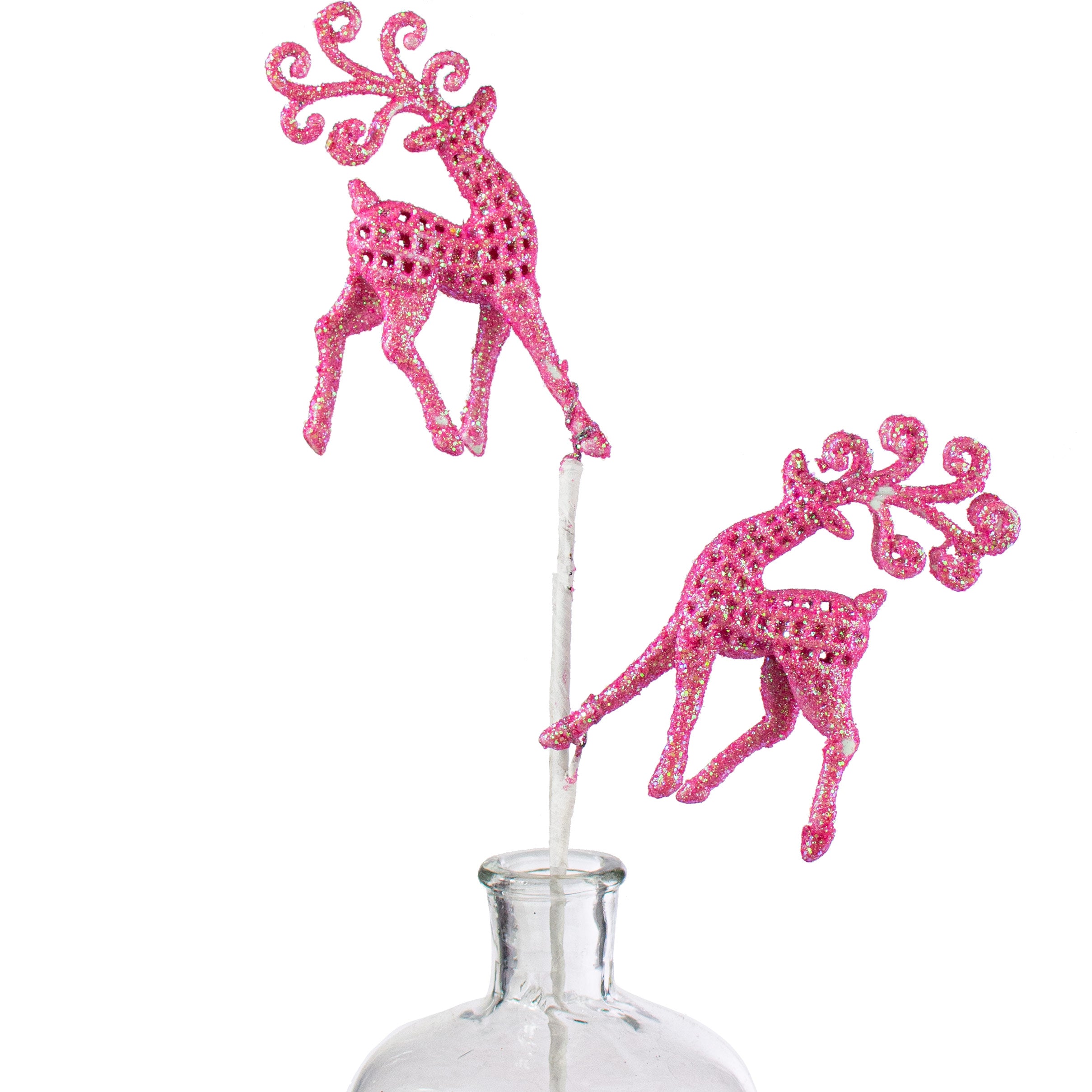 21" Glitter Deer Spray: Pink