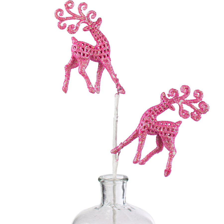 21" Glitter Deer Spray: Pink