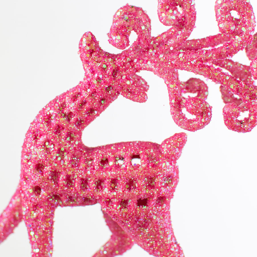 21" Glitter Deer Spray: Pink