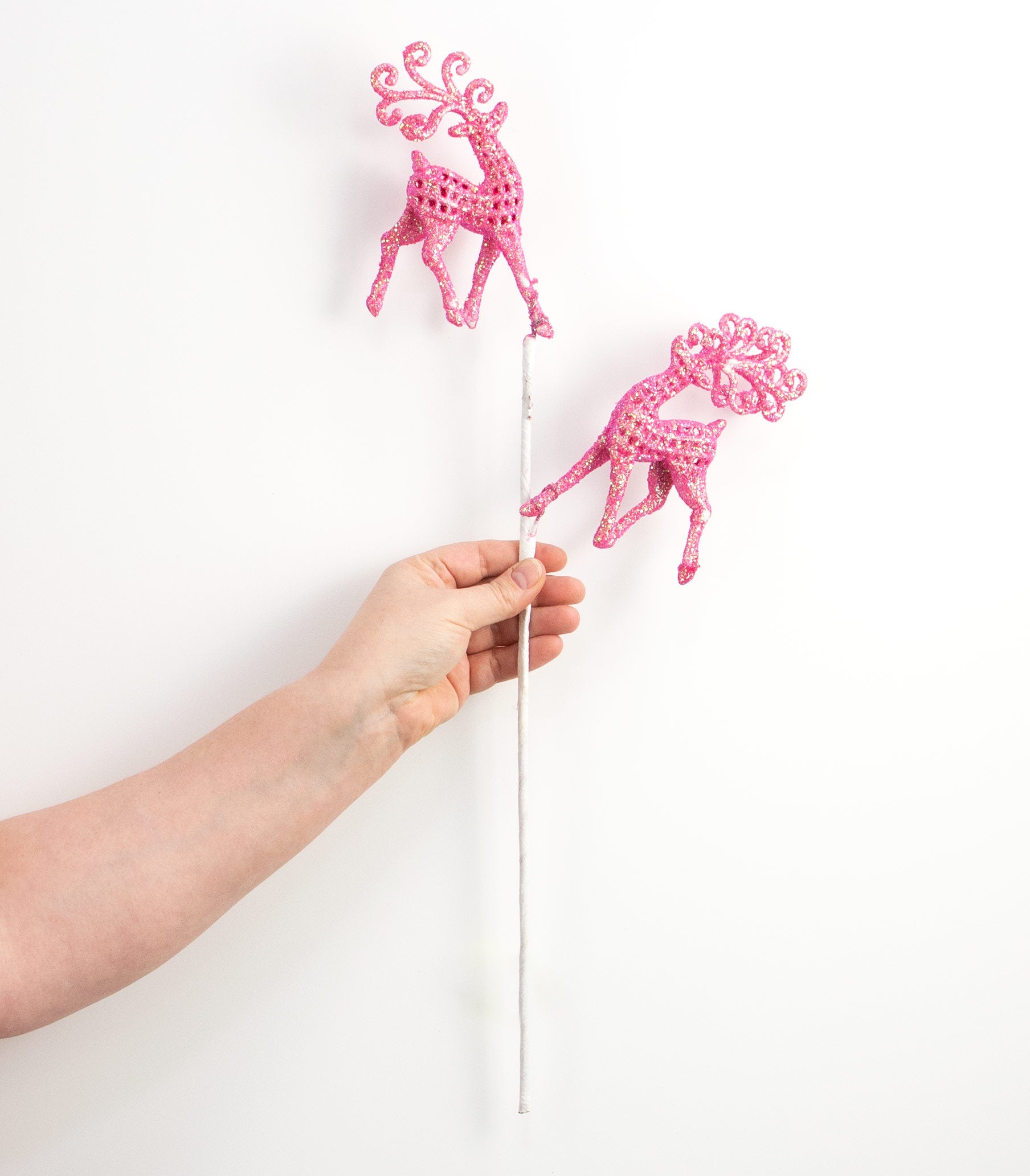 21" Glitter Deer Spray: Pink