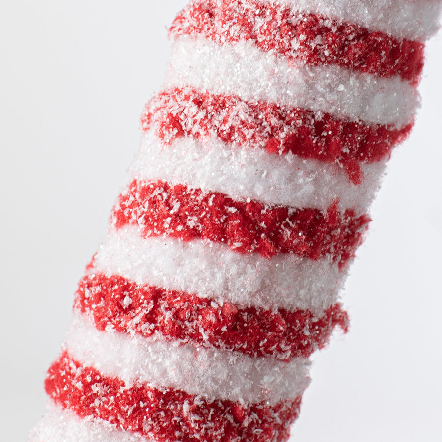 20" Snowy Peppermint Candy Cane Large Ornament: Red & White