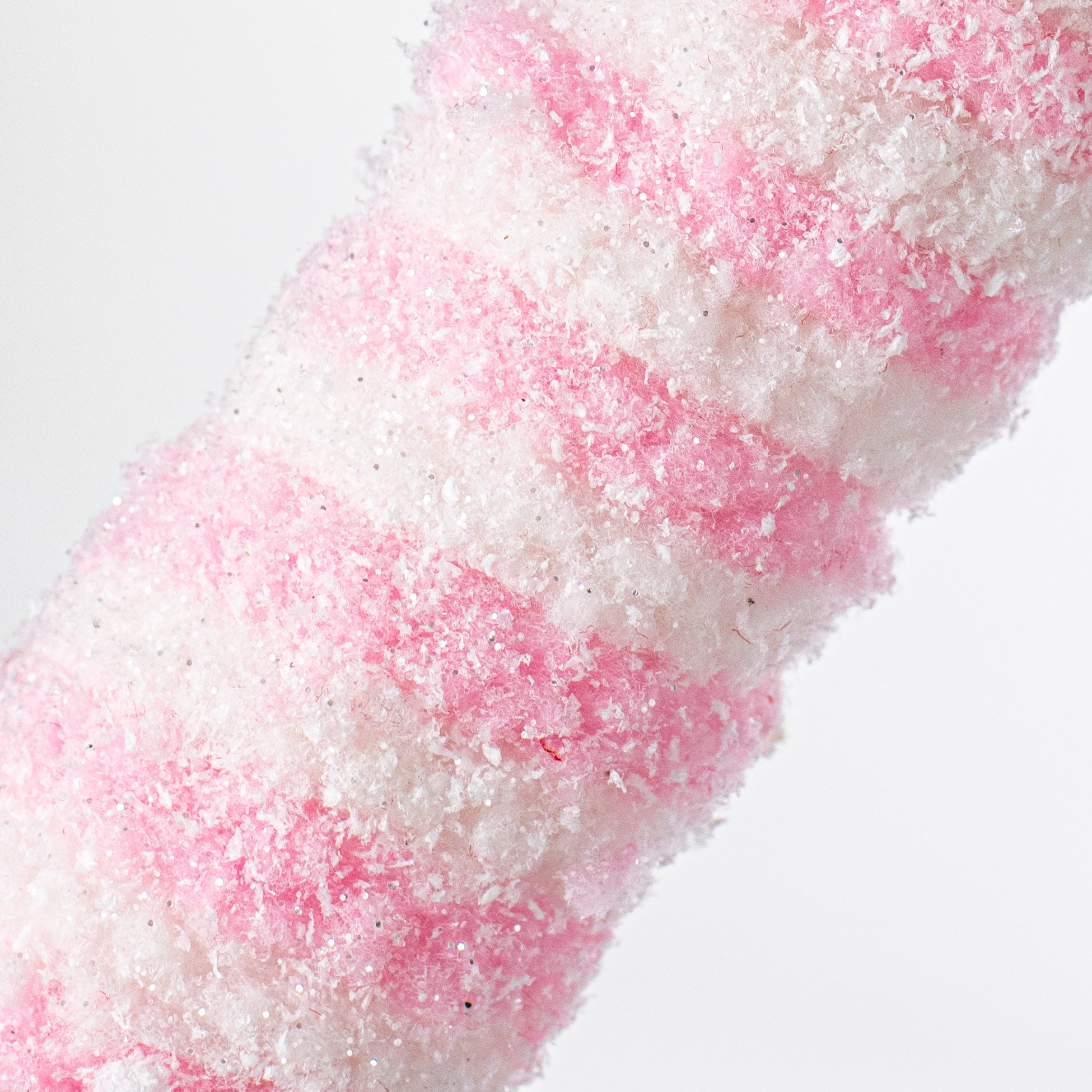 20" Snowy Peppermint Candy Cane Large Ornament: Pink & White