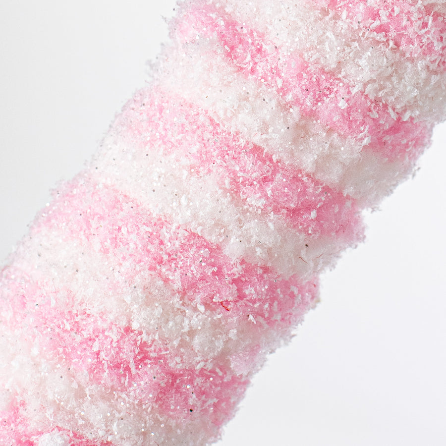 20" Snowy Peppermint Candy Cane Large Ornament: Pink & White