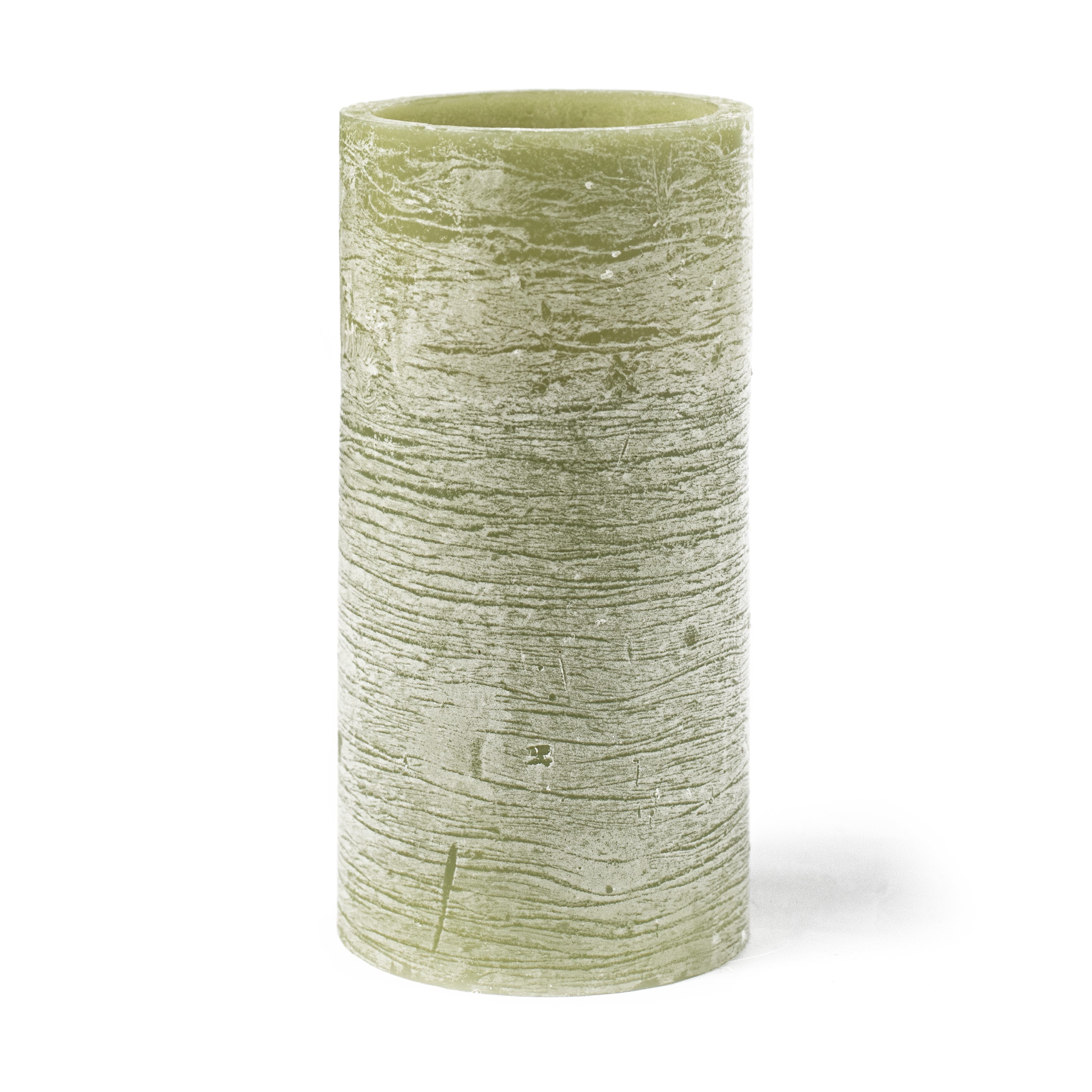 6" Frosted Flameless Candle: Moss Green