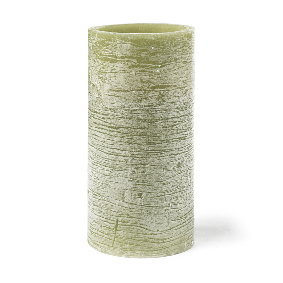 6" Frosted Flameless Candle: Moss Green