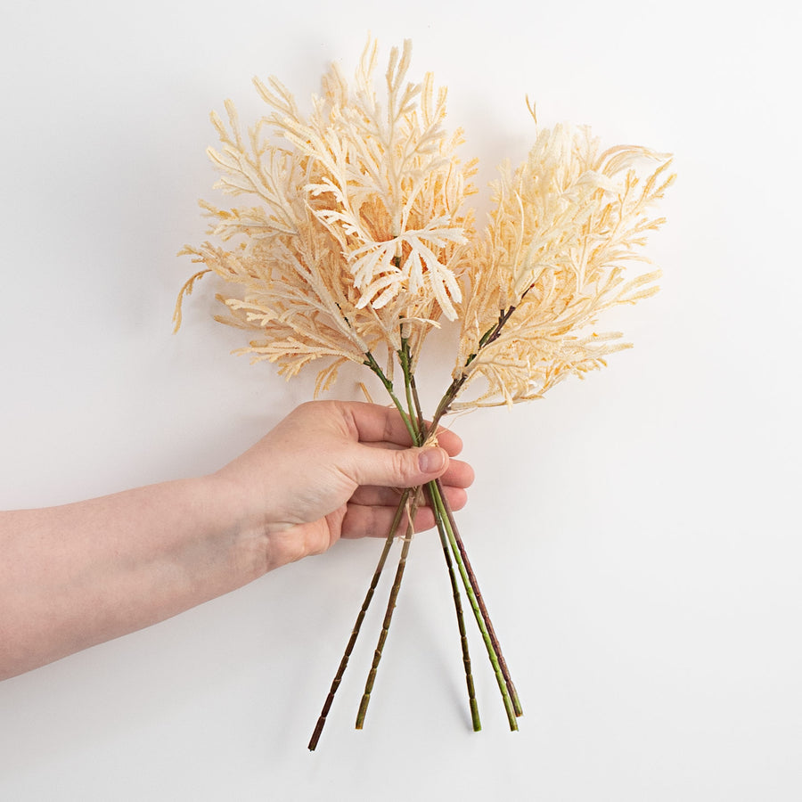 15" Staghorn Leaf Bundle: Ivory