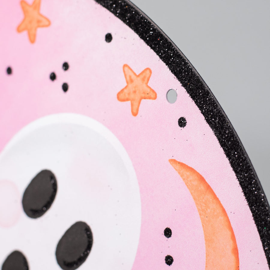 12" Metal Sign: Pink & Orange Spooky Ghost