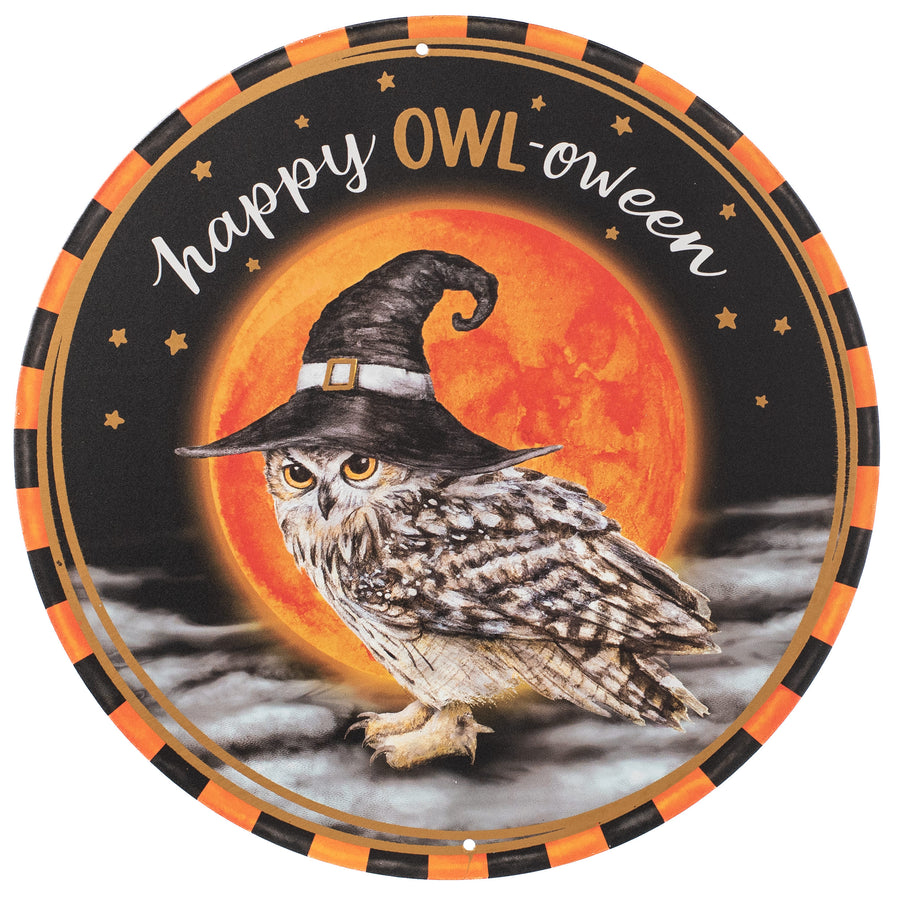 12" Metal Sign: Happy OWL-oween