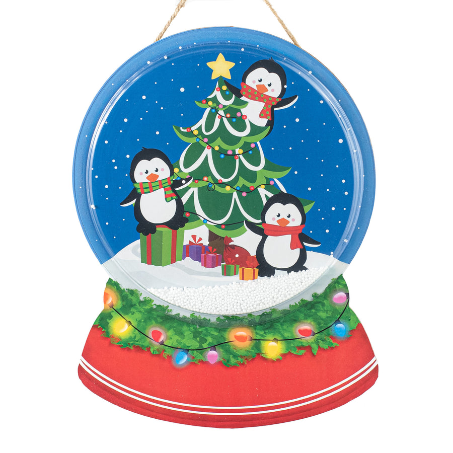 12" Penguins & Christmas Tree Snow Globe Sign