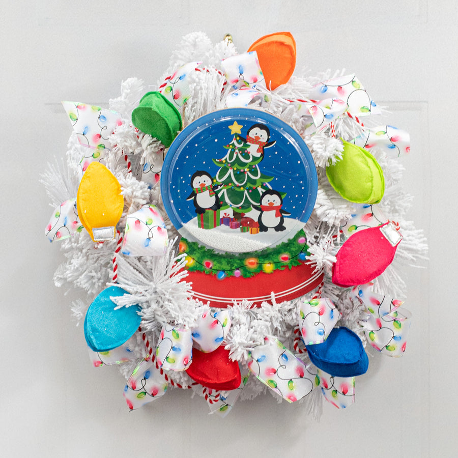 12" Penguins & Christmas Tree Snow Globe Sign