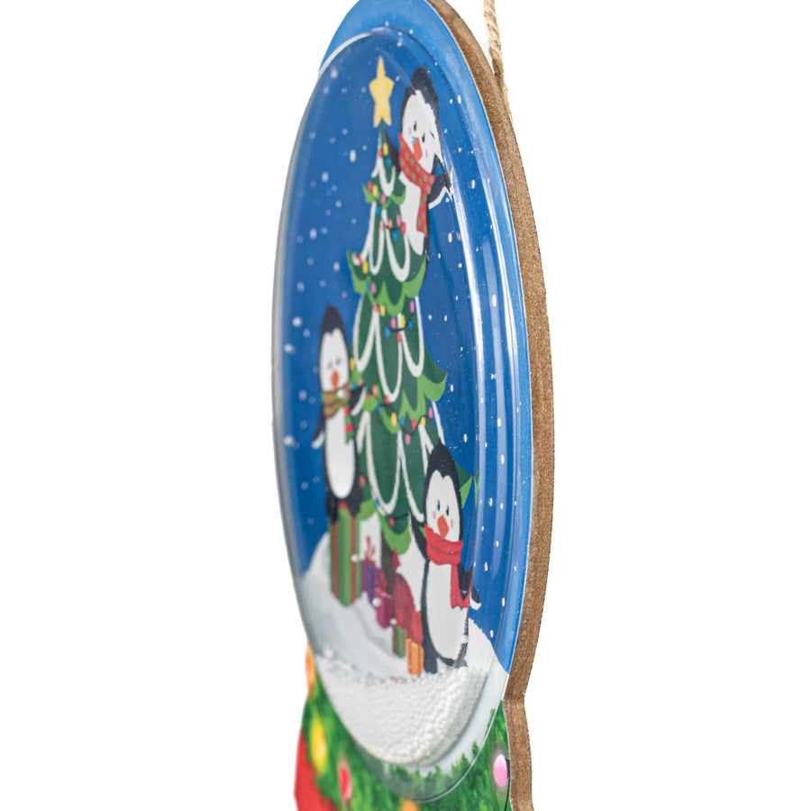 12" Penguins & Christmas Tree Snow Globe Sign