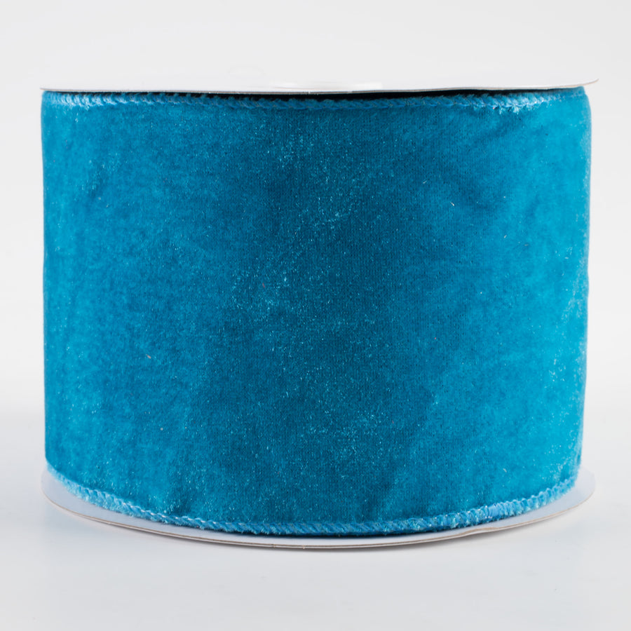 4" Deluxe Velvet Satin Backing Ribbon: Teal Blue (10 Yards)
