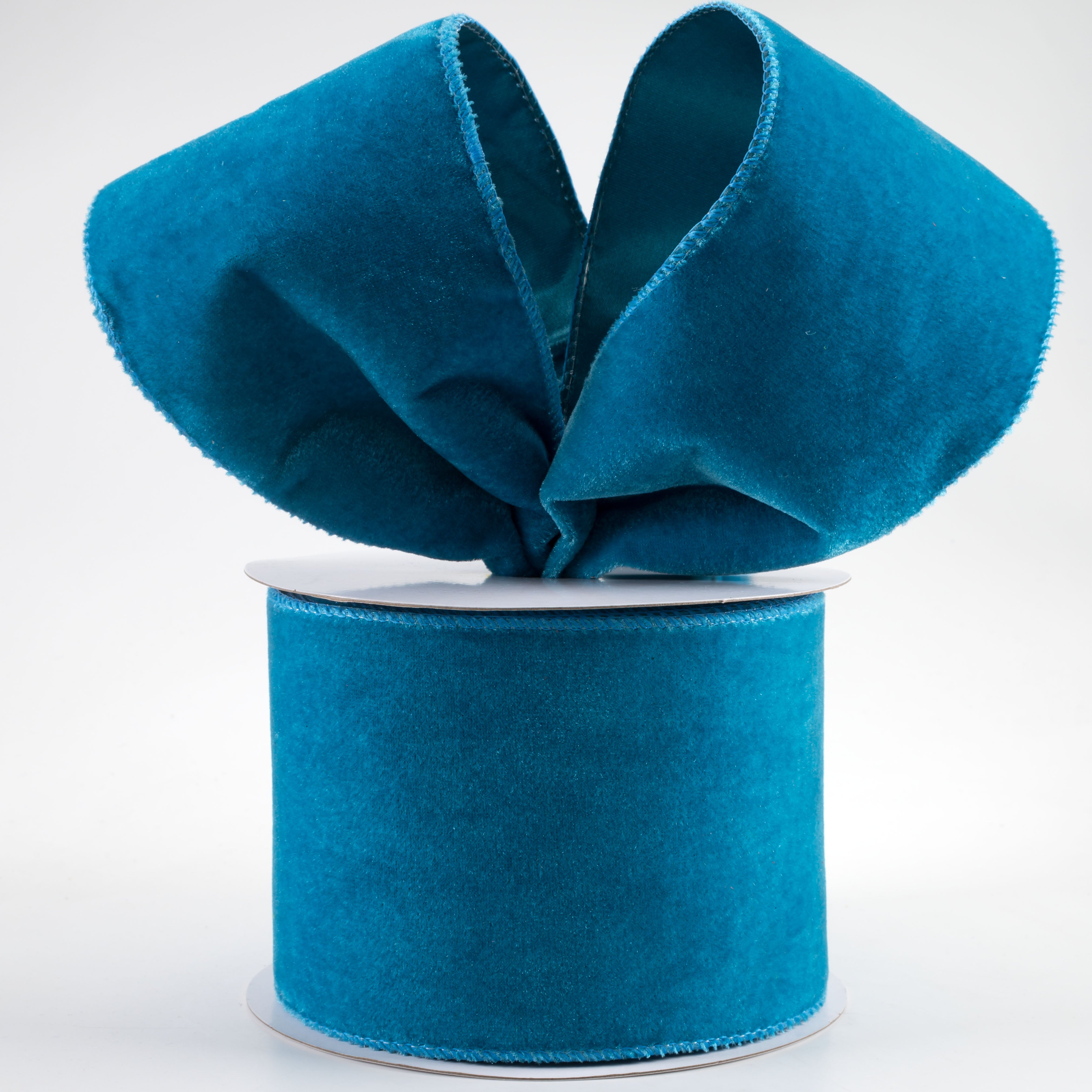 4" Deluxe Velvet Satin Backing Ribbon: Teal Blue (10 Yards)
