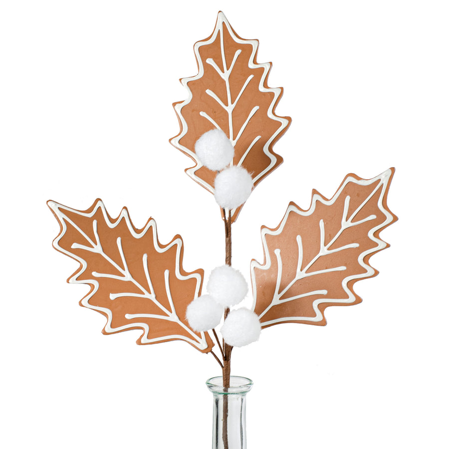 18" Gingerbread Holly Leaf Stem