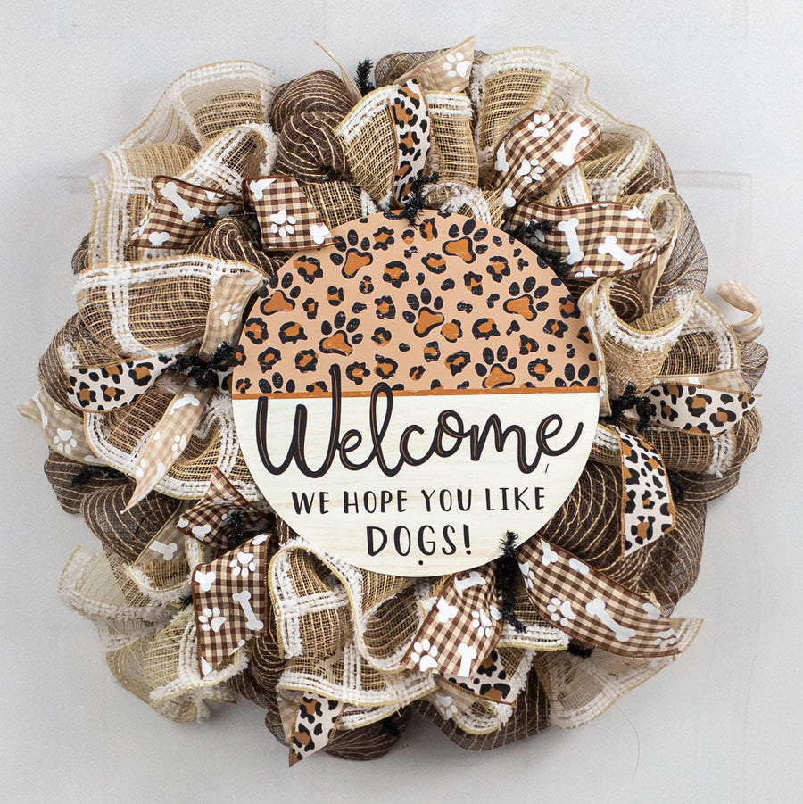 12" Metal Sign: Leopard Paw Print Hope You Like Dogs
