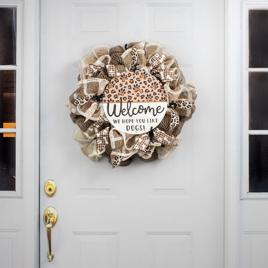 12" Metal Sign: Leopard Paw Print Hope You Like Dogs
