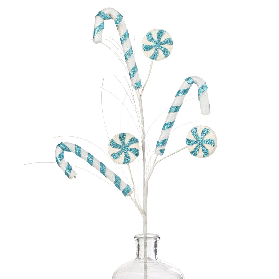 28" Candy Cane Peppermint Spray: Blue