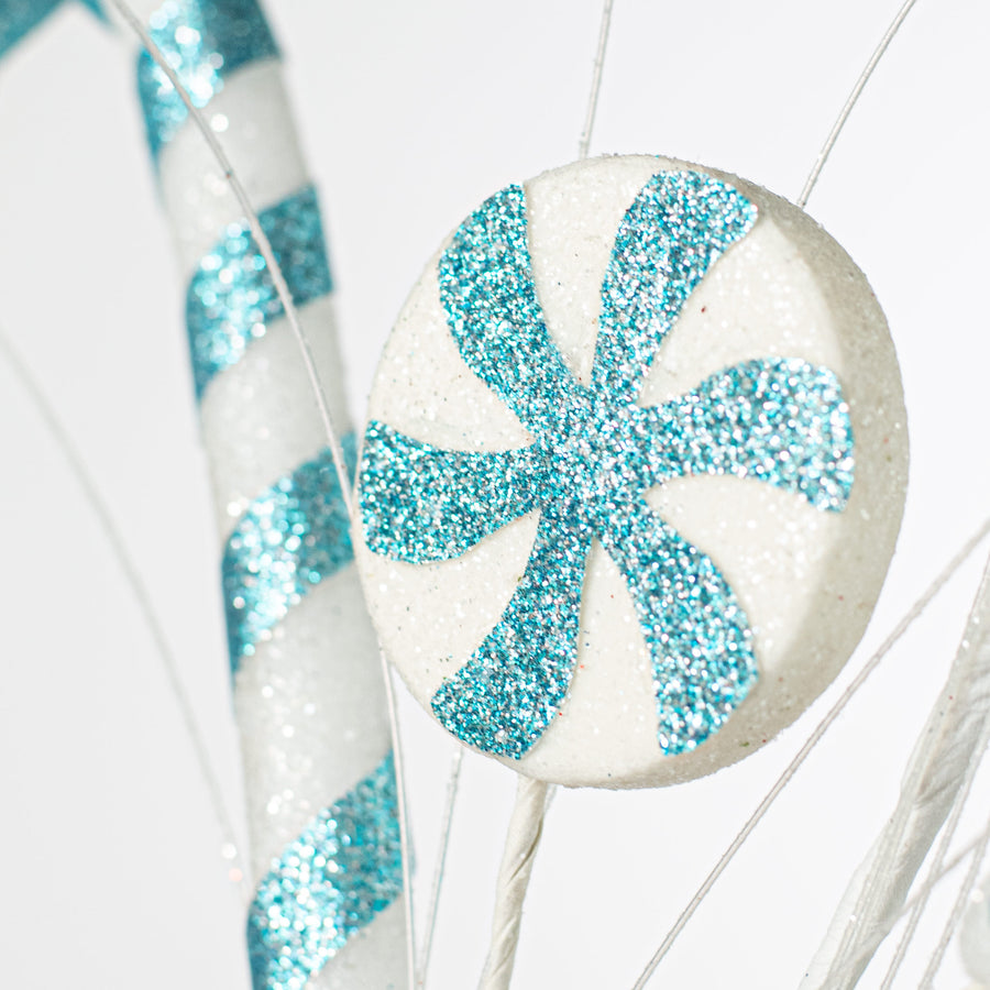 28" Candy Cane Peppermint Spray: Blue