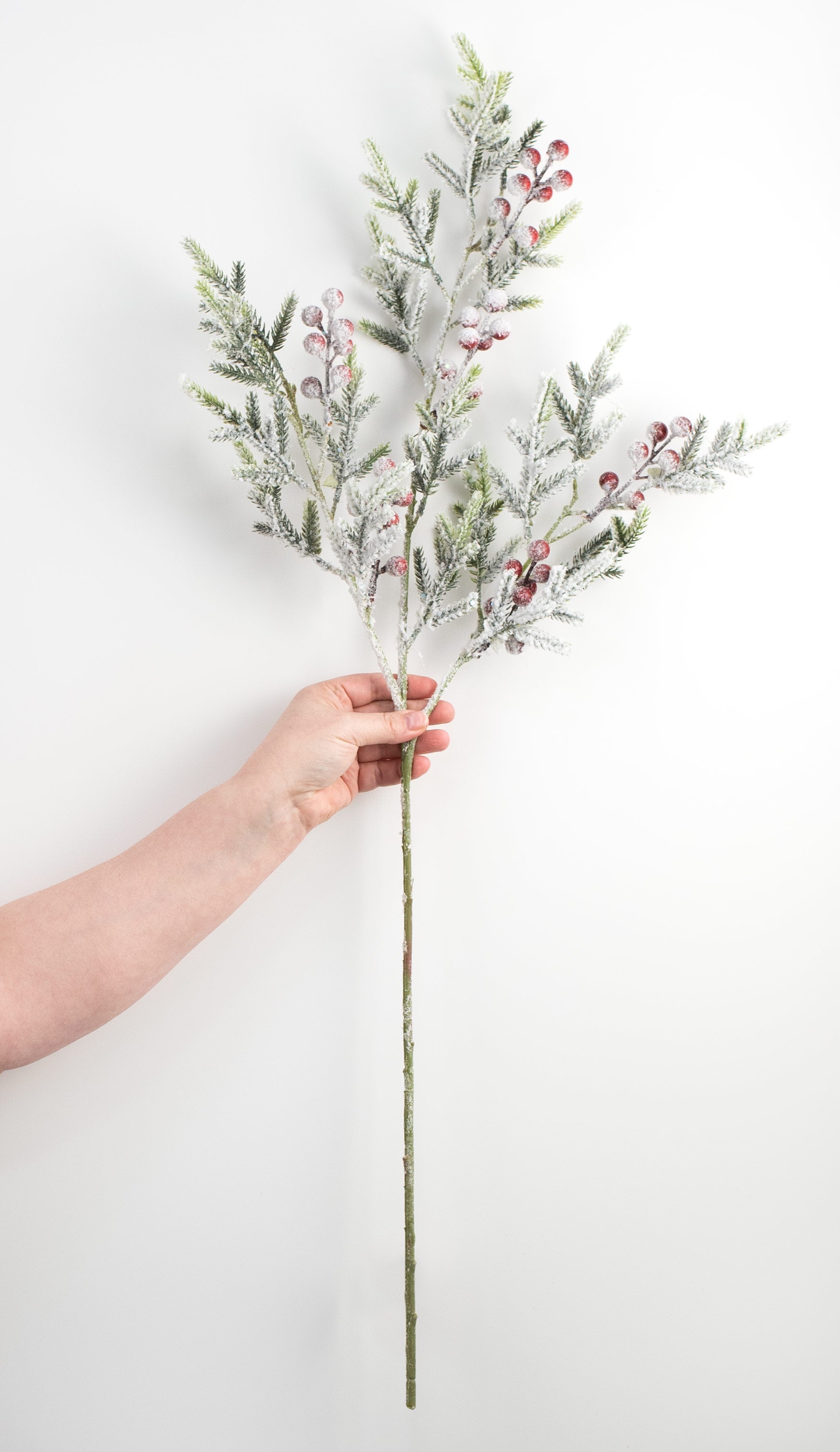 34" Snow Berry Pine Spray: Red, White, Green