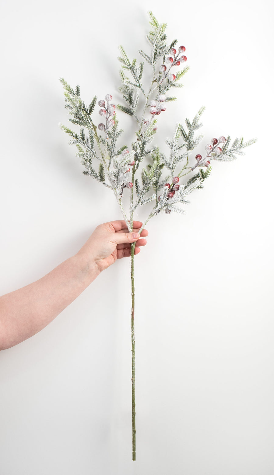 34" Snow Berry Pine Spray: Red, White, Green