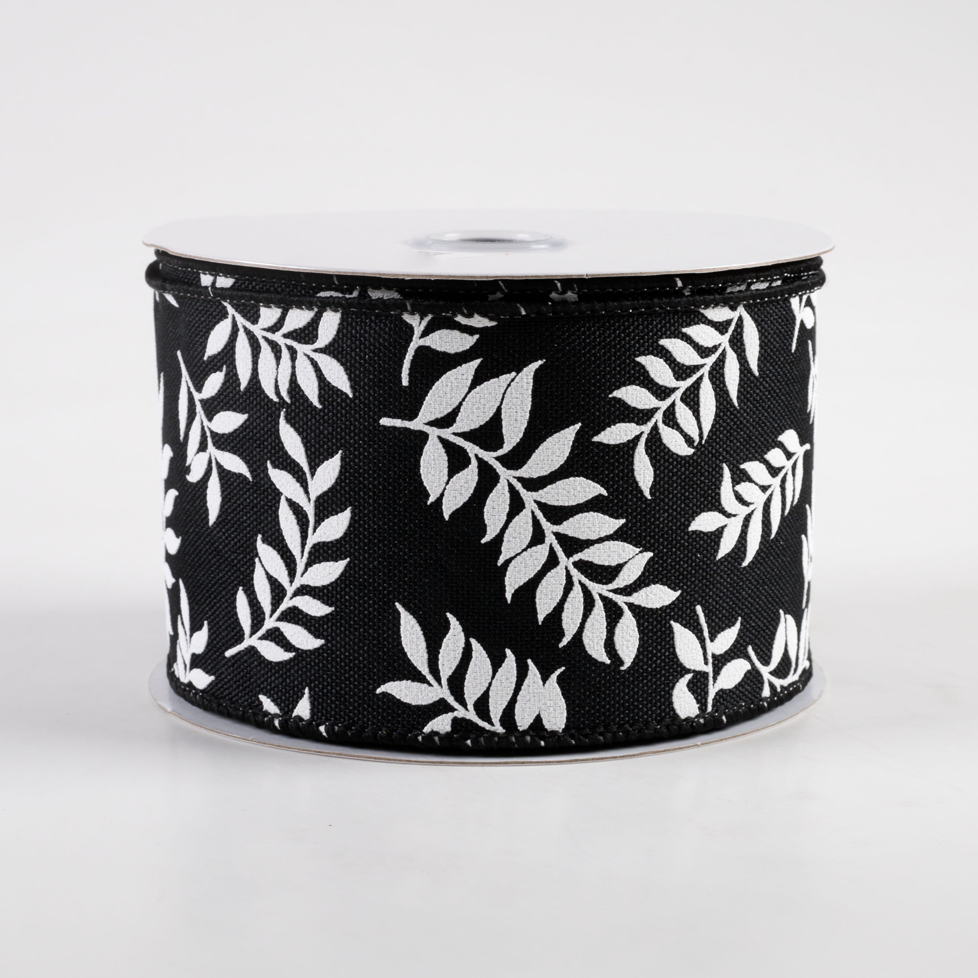 2.5" Laurel Leaf Ribbon: Black (10 Yards)