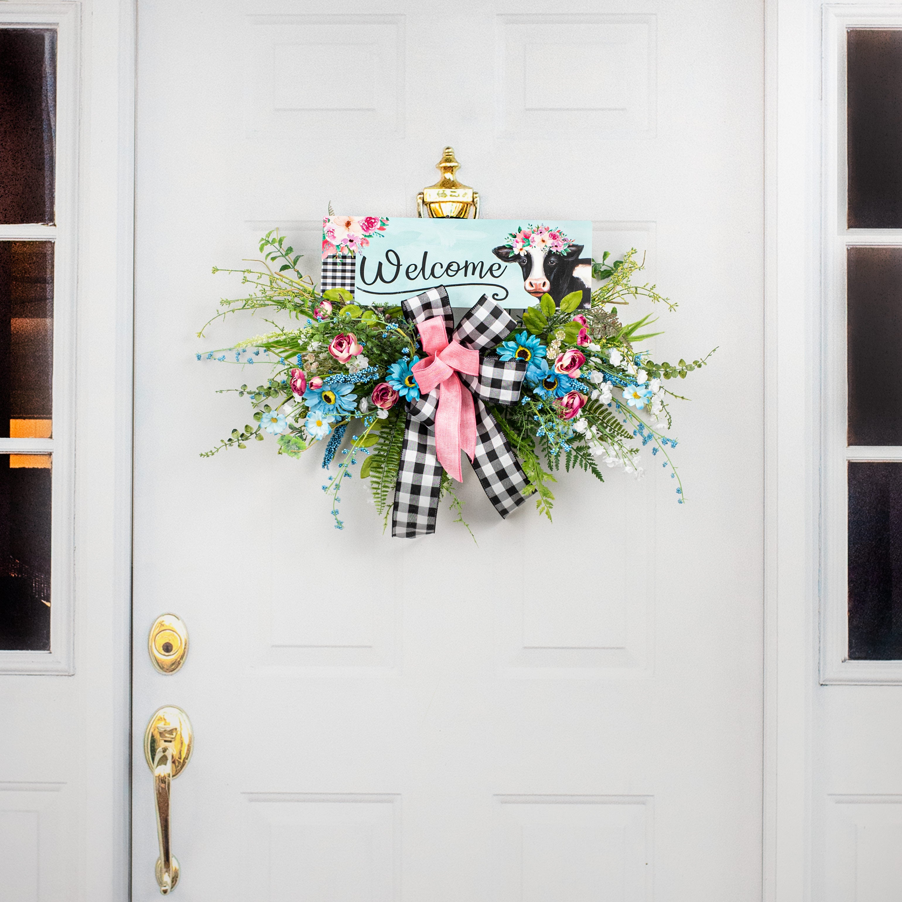Waterproof Floral Cow Signature Sign (5" x 15")