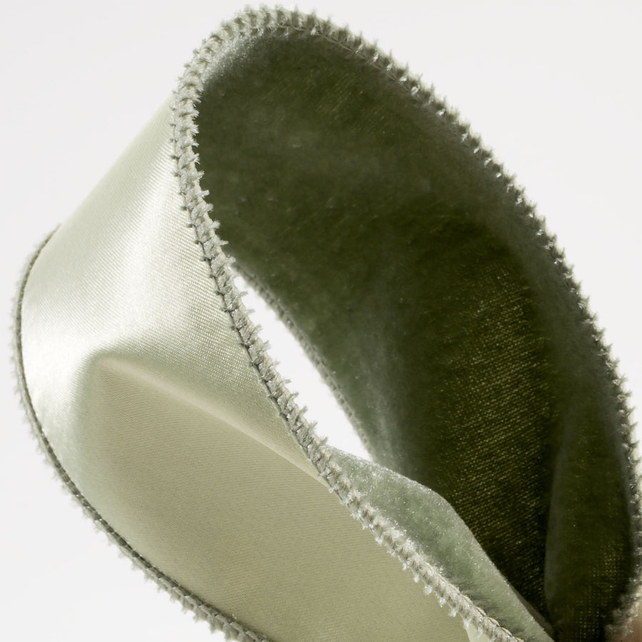 2.5" Deluxe Velvet Satin Backing Ribbon: Sage Green (10 Yards)