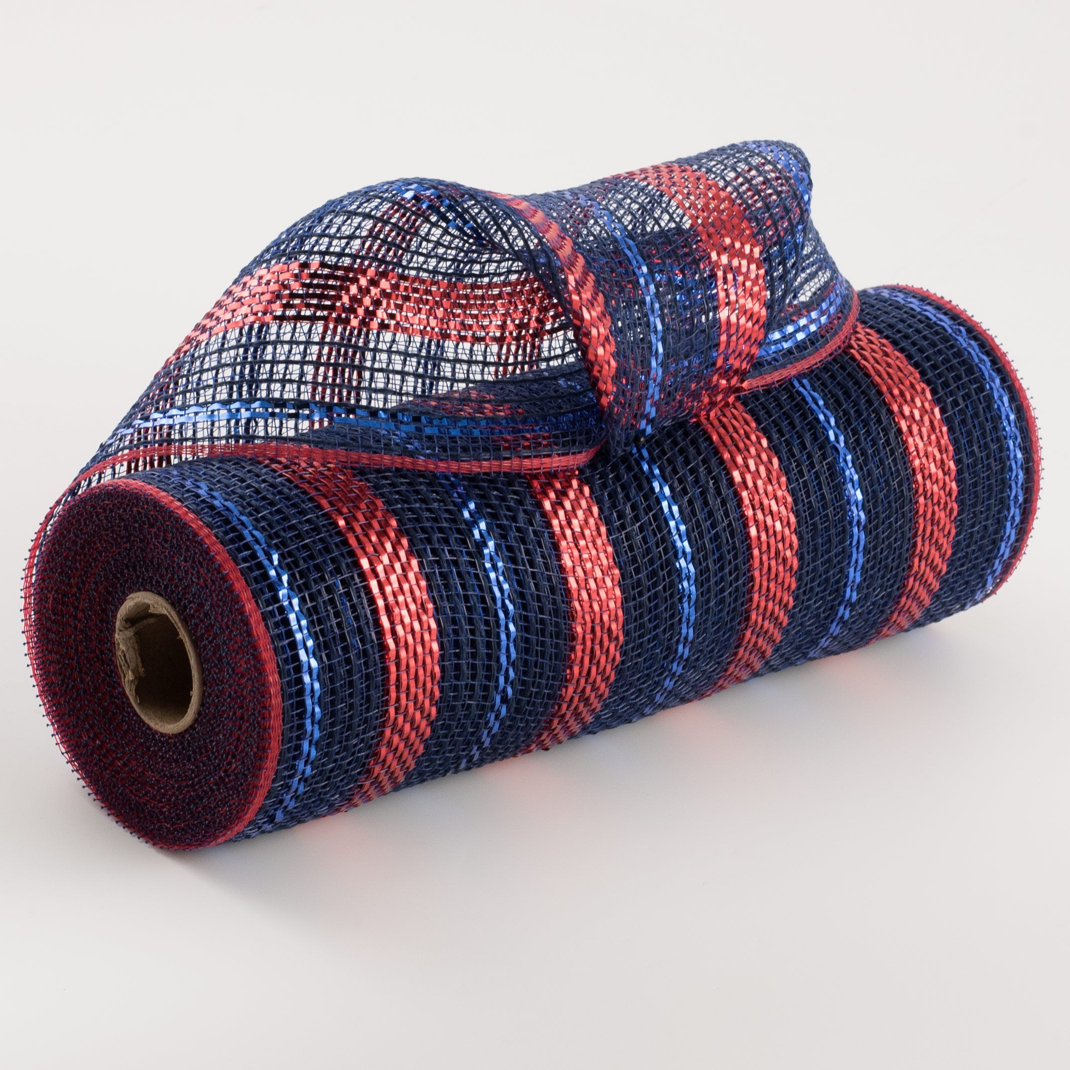 10" Poly Faux Jute Metallic Mesh: Navy Blue, Royal, Red