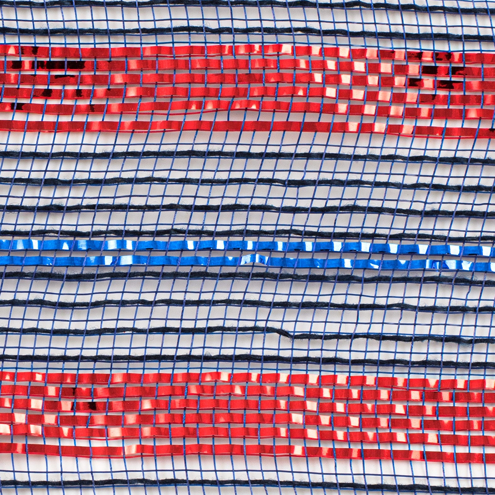 10" Poly Faux Jute Metallic Mesh: Navy Blue, Royal, Red
