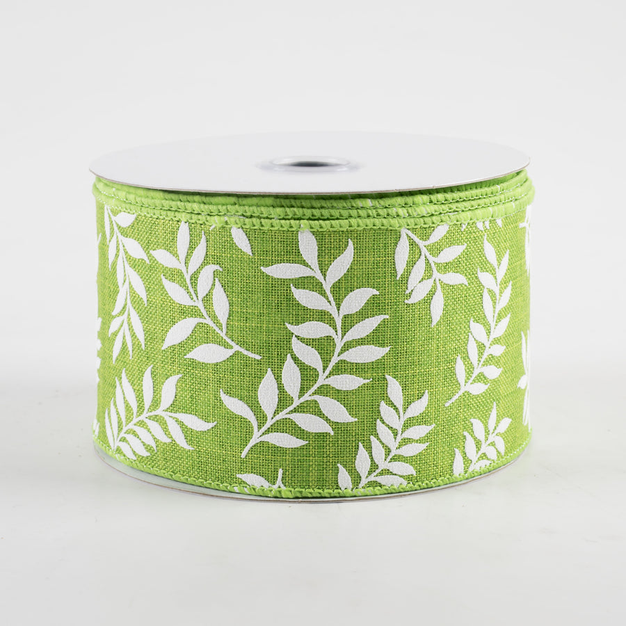 2.5" Laurel Leaf Ribbon: Fresh Green (10 Yards)