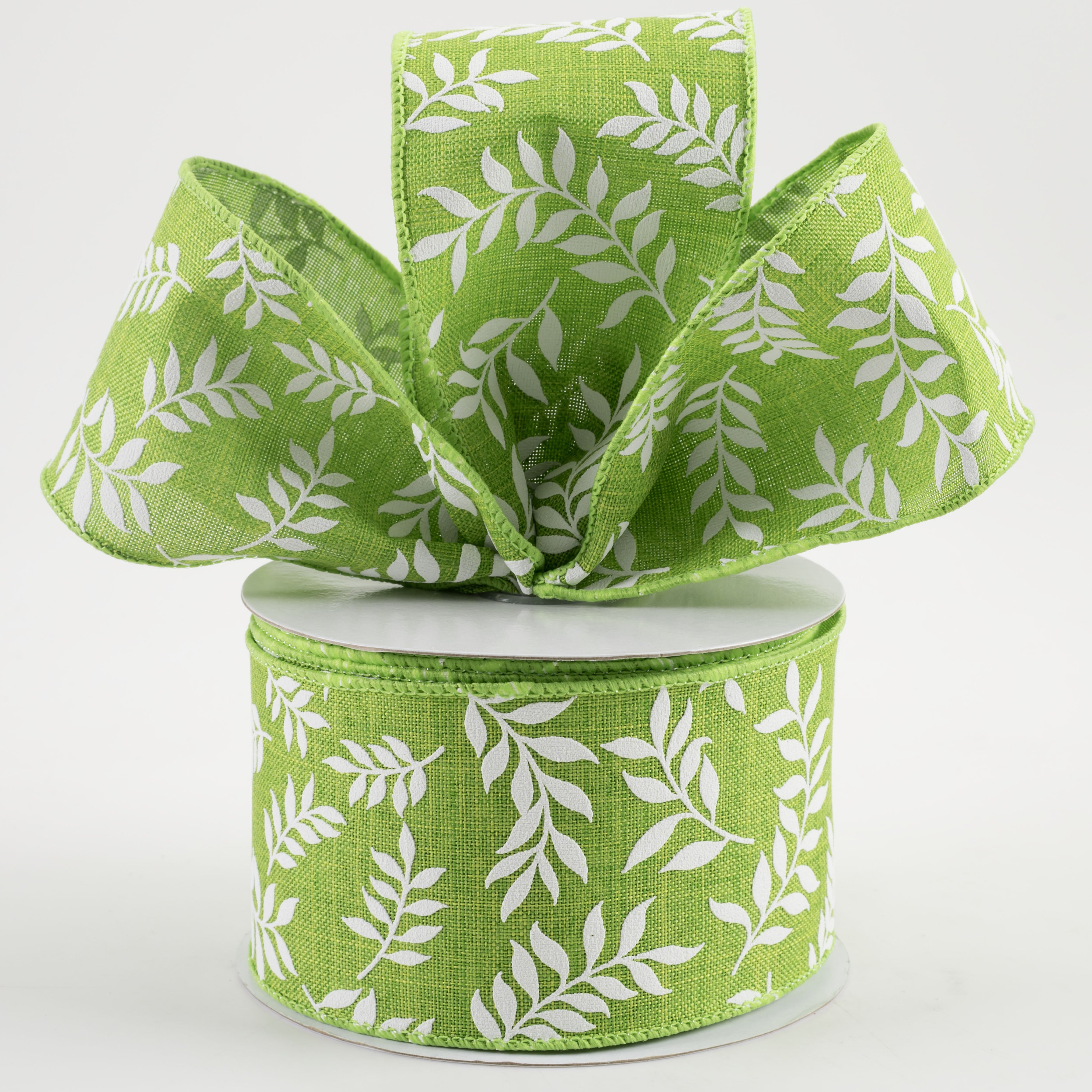 2.5" Laurel Leaf Ribbon: Fresh Green (10 Yards)