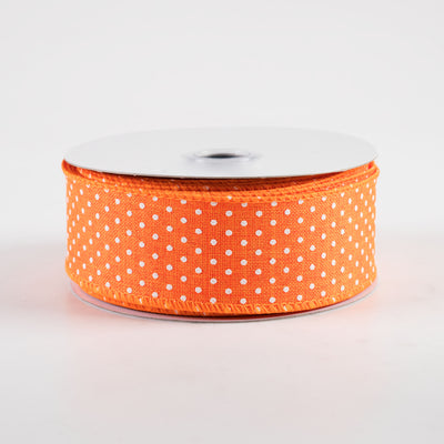 1.5" Swiss Dots Ribbon: New Orange & White (10 Yards)