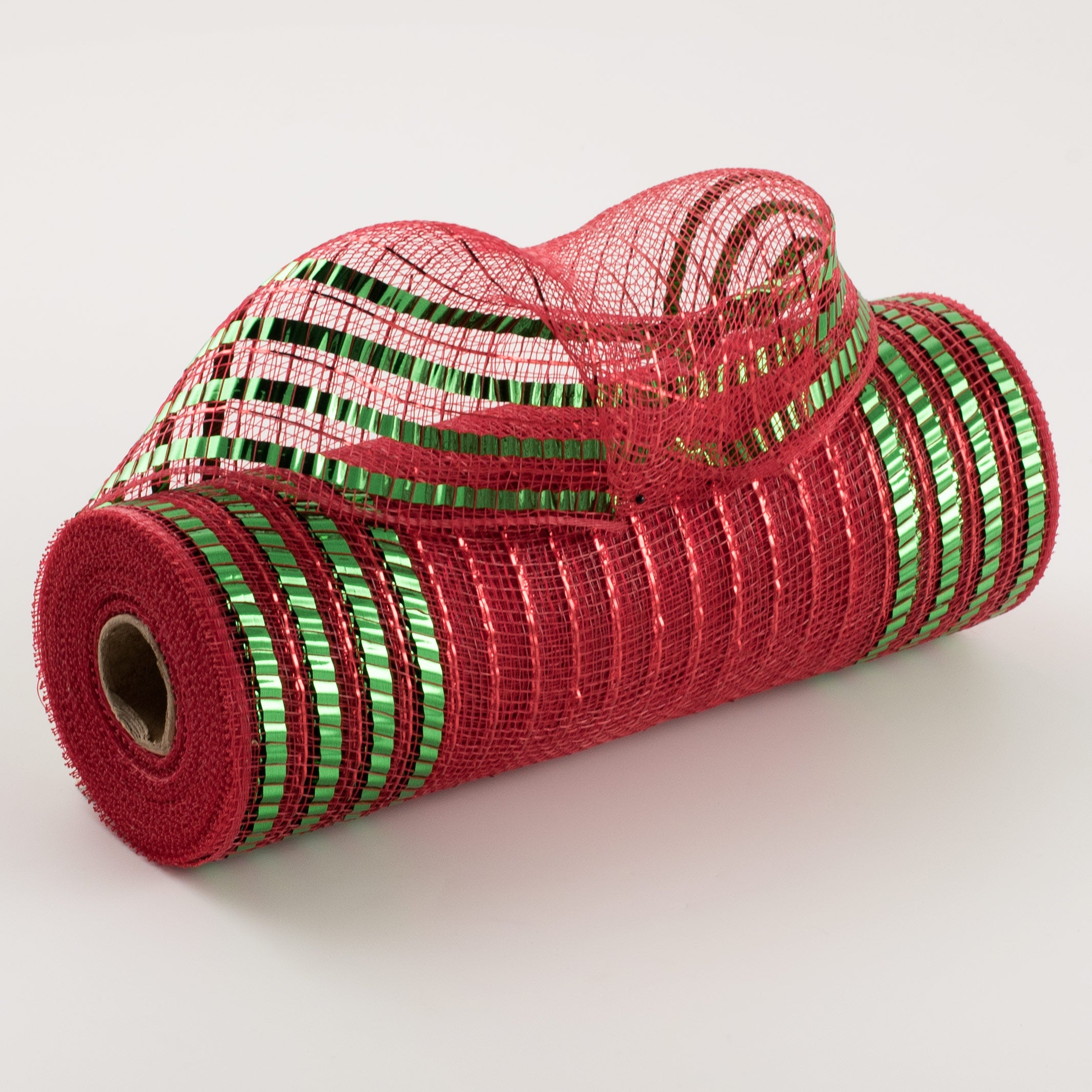 10" Matte XL Wide Foil Border Mesh: Red & Emerald Green