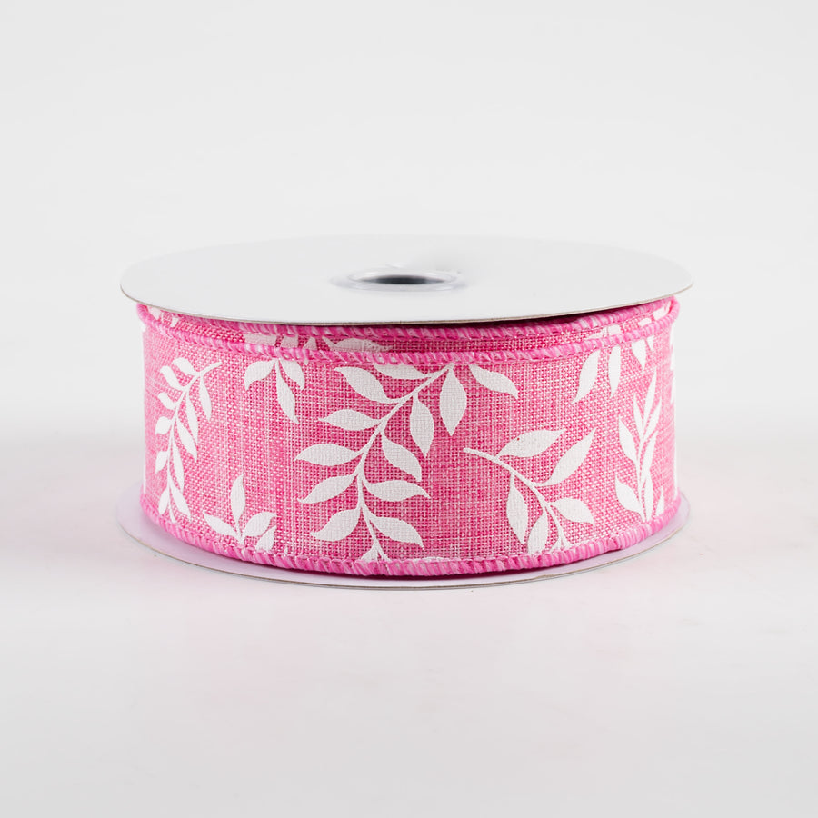 1.5" Laurel Leaf Ribbon: Pink (10 Yards)