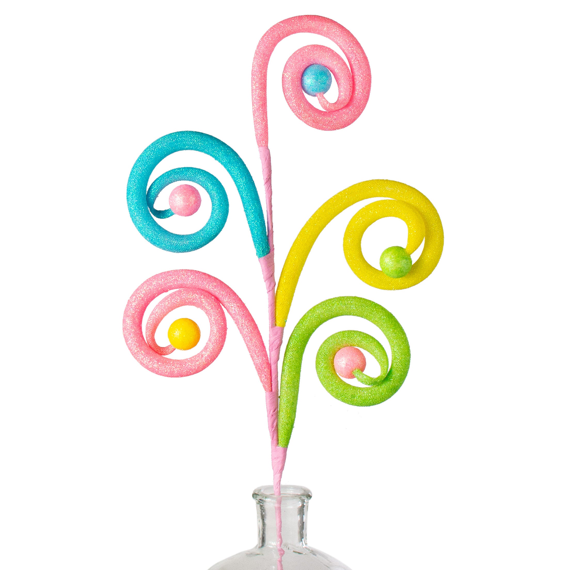 28" Large Glitter Curl Ball Spray: Pastel Multi