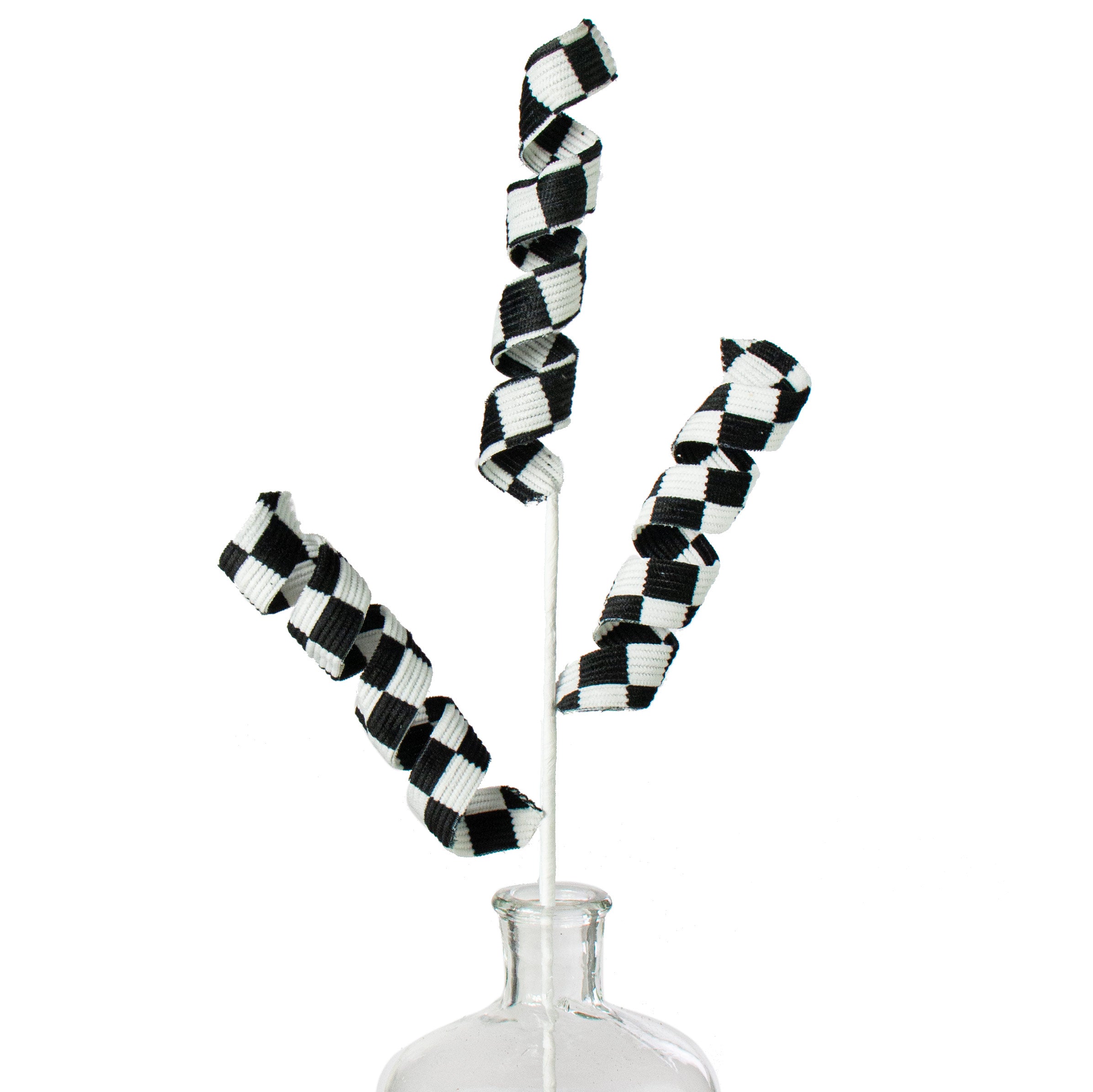 24" Checker Curly Spray: Black & White