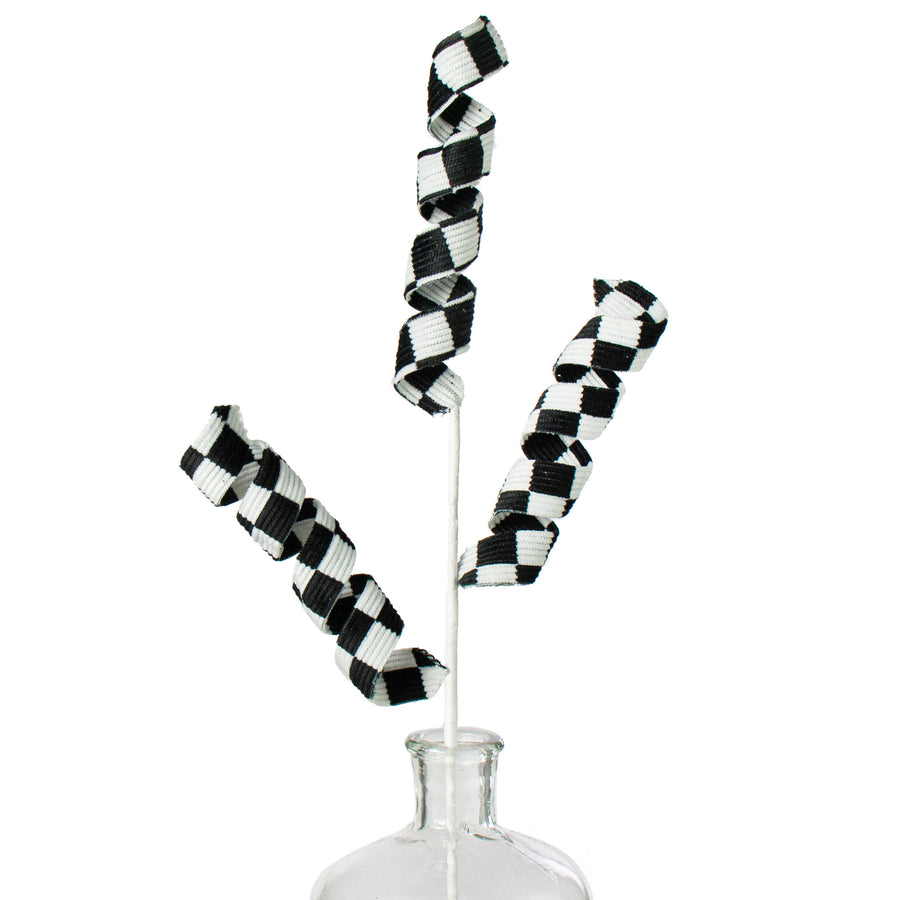 24" Checker Curly Spray: Black & White