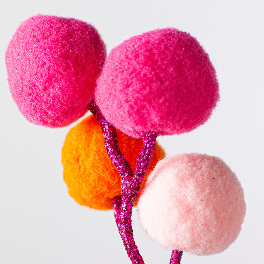 28" Felt Ball Spray: Fuchsia, Pink, Orange