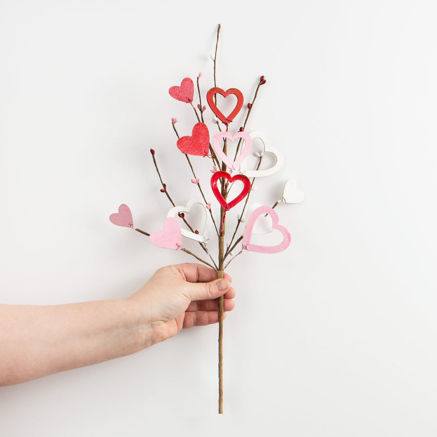 20" Valentine's Day Wooden Cutout Heart Spray