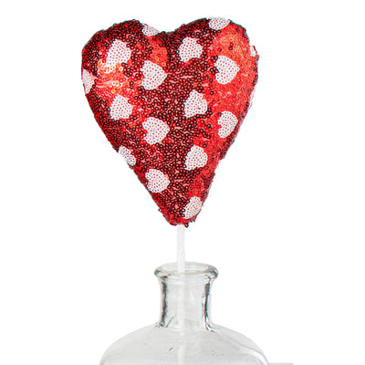 19" Single Sequin Valentine Heart Pick: Red